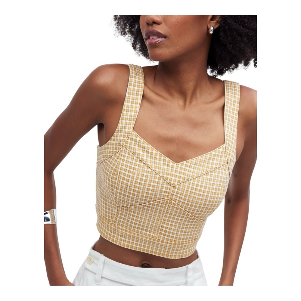 Madewell Yellow Gingham Cropped Tank Top 00